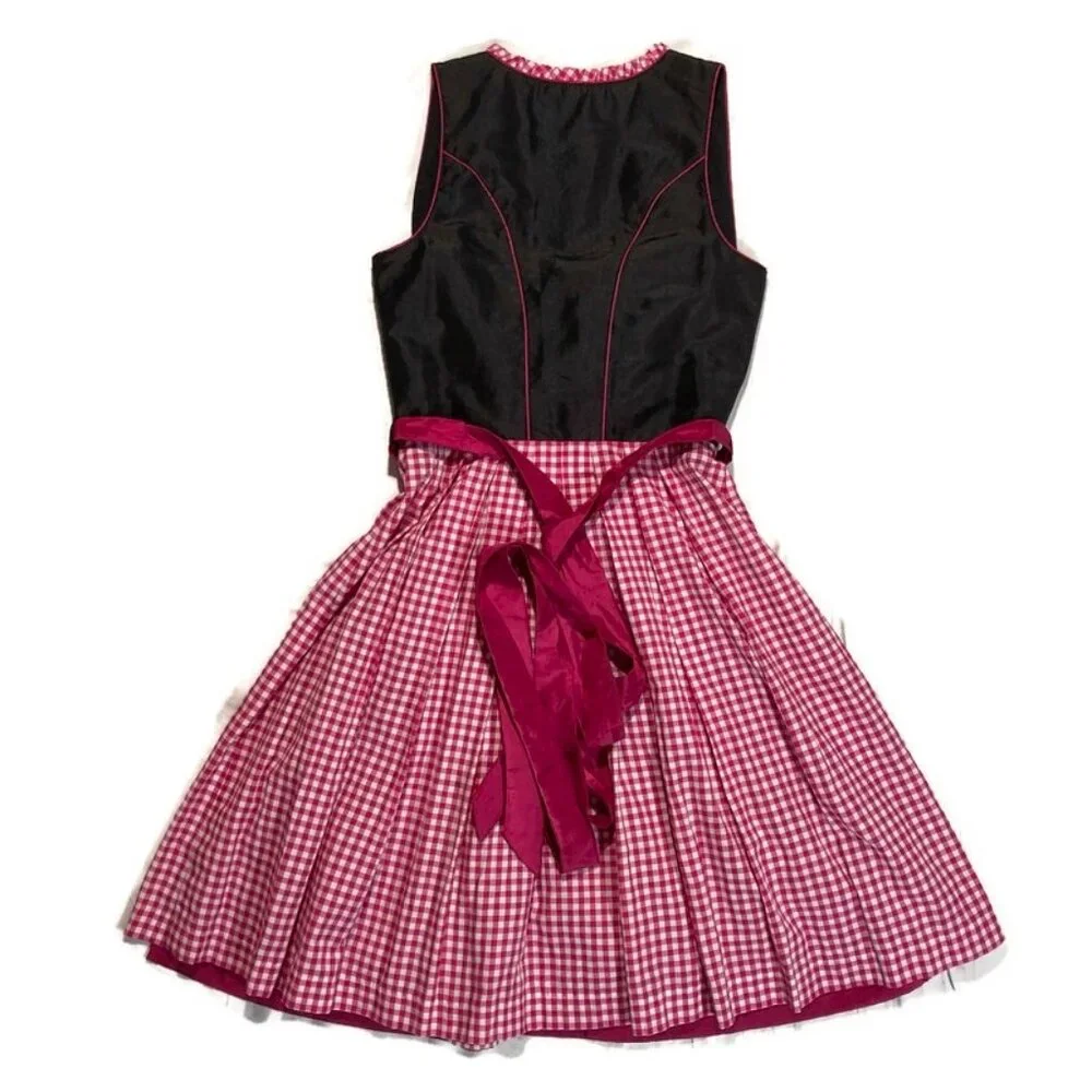Authentic Dirndl Dress Apron Blouse Set Oktoberfest Landhaus Pink Black 36 XS S - Picture 5 of 6